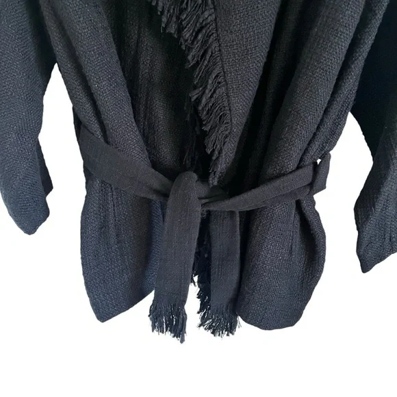 IRO Cauley Coat Fringe Moto Style Navy Tweed Jacket - Picture 7 of 12